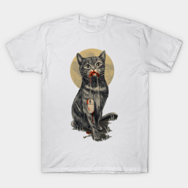 cat, hunter, rbrow, blood, cat lady, pet portrait T-Shirt by Fencerplanet